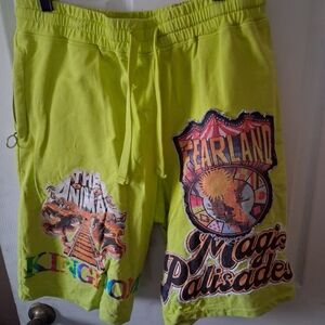 Akoo -  Men's 100% Cotton Lime Green Shorts w/Colorful Patterns. Size Large